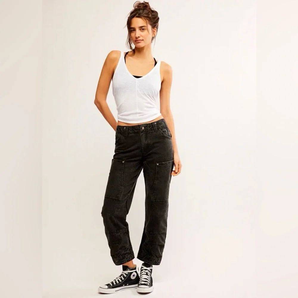 🌻🆕FREE PEOPLE We The Free Supersonic Slim Pants-BLACK COLOR-SIZE 2 & 4 - Picture 6 of 15